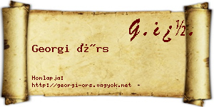 Georgi Örs névjegykártya